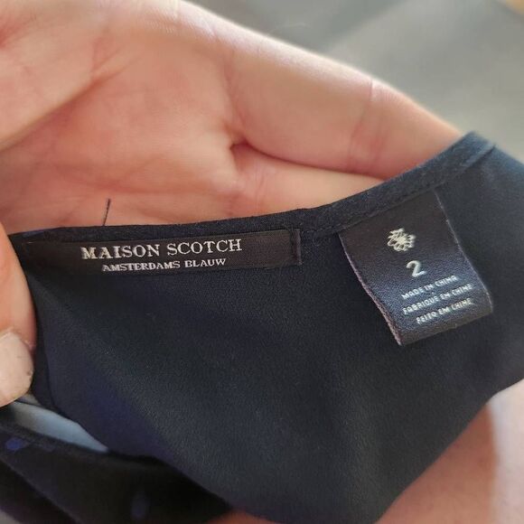 Maison Scotch Women's Tear Drop Print Long Sleeve Shift Dress Size 2 Viscose - Picture 14 of 14